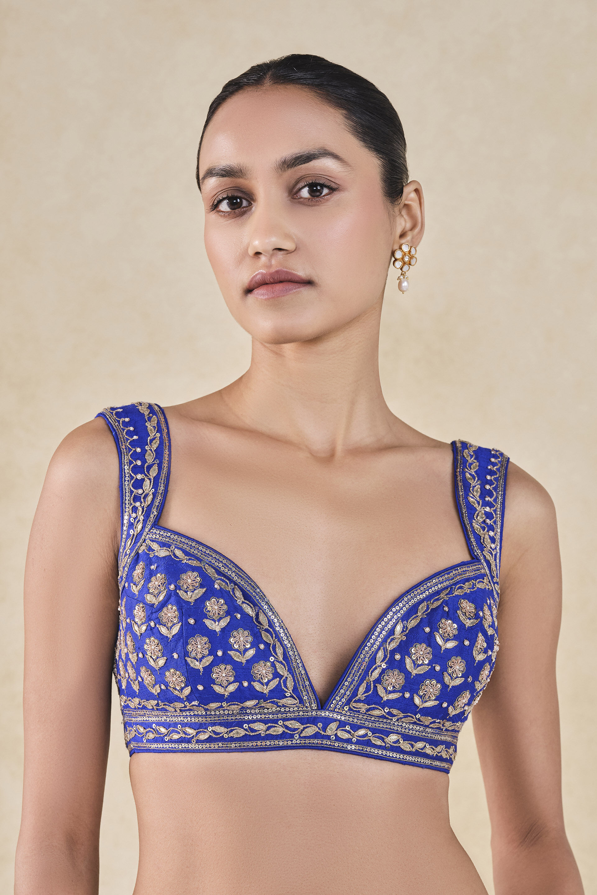 Anushna Gota Patti Silk Choli - Blue